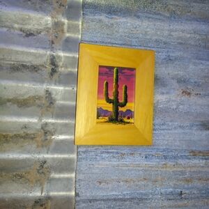 8 Bit Saguaro Cactus Framed Mini Art Print Lo-fi Pixel Art